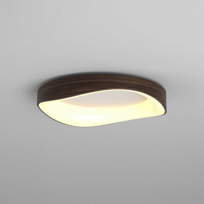 Round Wood Grain Flush Mount LED Light 16-24 Inch Iron Acrylic Fixture for Bedroom Living Room Den Office Scandinavian Minimalist Modern Far