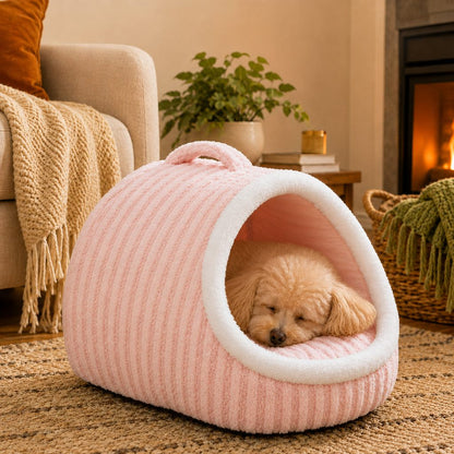 Ortekor Warm Cave Dog Bed for Winter Indoor Sleep - Cozy Enclosed Pet Bed for Small Dogs & Cats