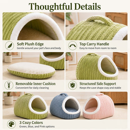 Ortekor Warm Cave Dog Bed for Winter Indoor Sleep - Cozy Enclosed Pet Bed for Small Dogs & Cats