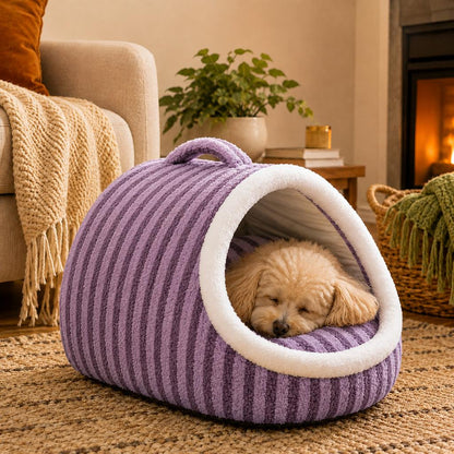 Ortekor Warm Cave Dog Bed for Winter Indoor Sleep - Cozy Enclosed Pet Bed for Small Dogs & Cats