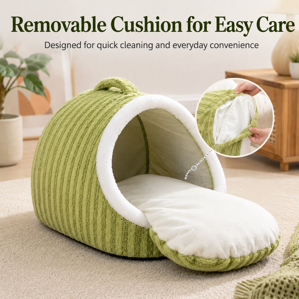 Ortekor Warm Cave Dog Bed for Winter Indoor Sleep - Cozy Enclosed Pet Bed for Small Dogs & Cats