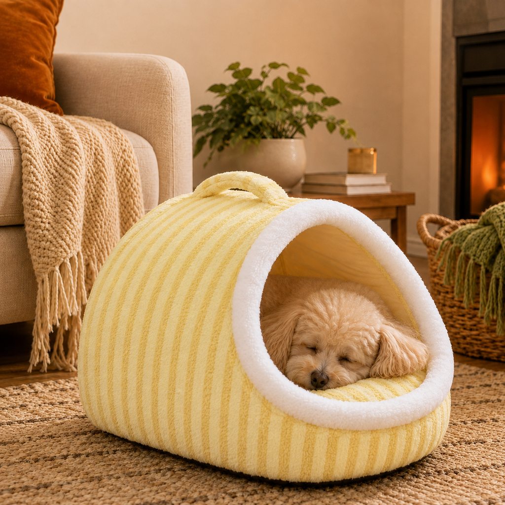 Ortekor Warm Cave Dog Bed for Winter Indoor Sleep - Cozy Enclosed Pet Bed for Small Dogs & Cats