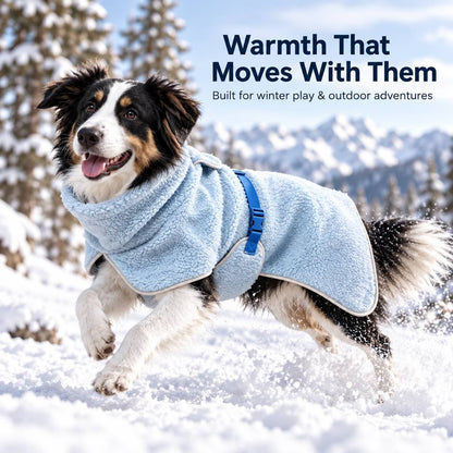 Ortekor Sherpa Fleece Dog Winter Coat with Adjustable Fit & Leash Opening, Warm Outdoor Jacket for Cold Weather Walks, Hiking and Camping