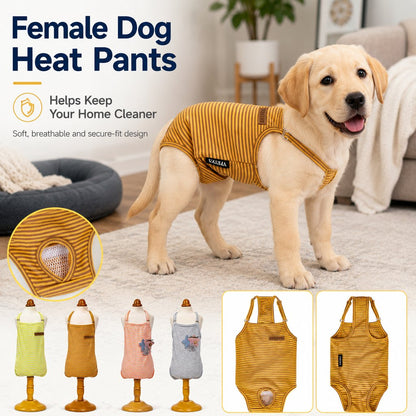 Ortekor Washable Female Dog Heat Pants for Home & Furniture Protection - Adjustable Sanitary Diaper with Shoulder Straps