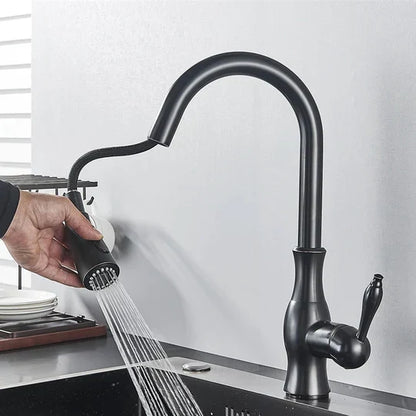 Pull-Down Kitchen Faucet with Spray Head | Single Handle Sink Faucet | Stainless Steel Spout | Pull-Out Sprayer for Farmhouse & Modern