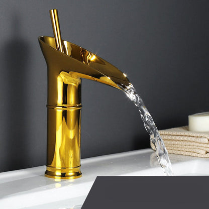 Single-Handle Waterfall Bathroom Faucet in Antique Bronze, Chrome, Gold & Black Finish for Vessel Sink