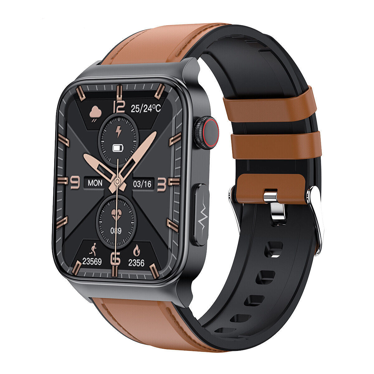 Montre connectée Ortekor avec suivi d'activité, analyse du sommeil et notifications intelligentes | Bracelet en cuir PVC