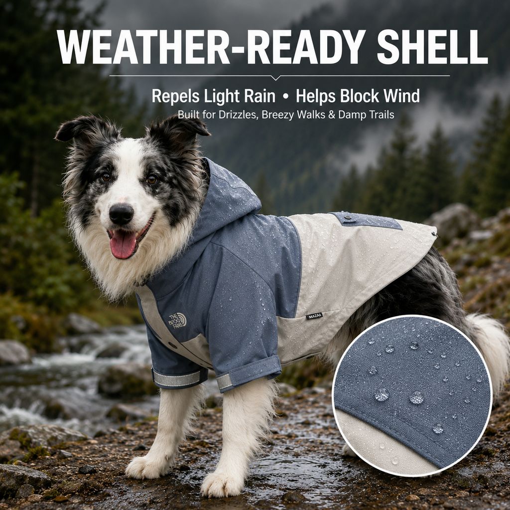 Ortekor Lightweight Water-Resistant Dog Windbreaker – Rain & Wind Coverage for Chilly Walks