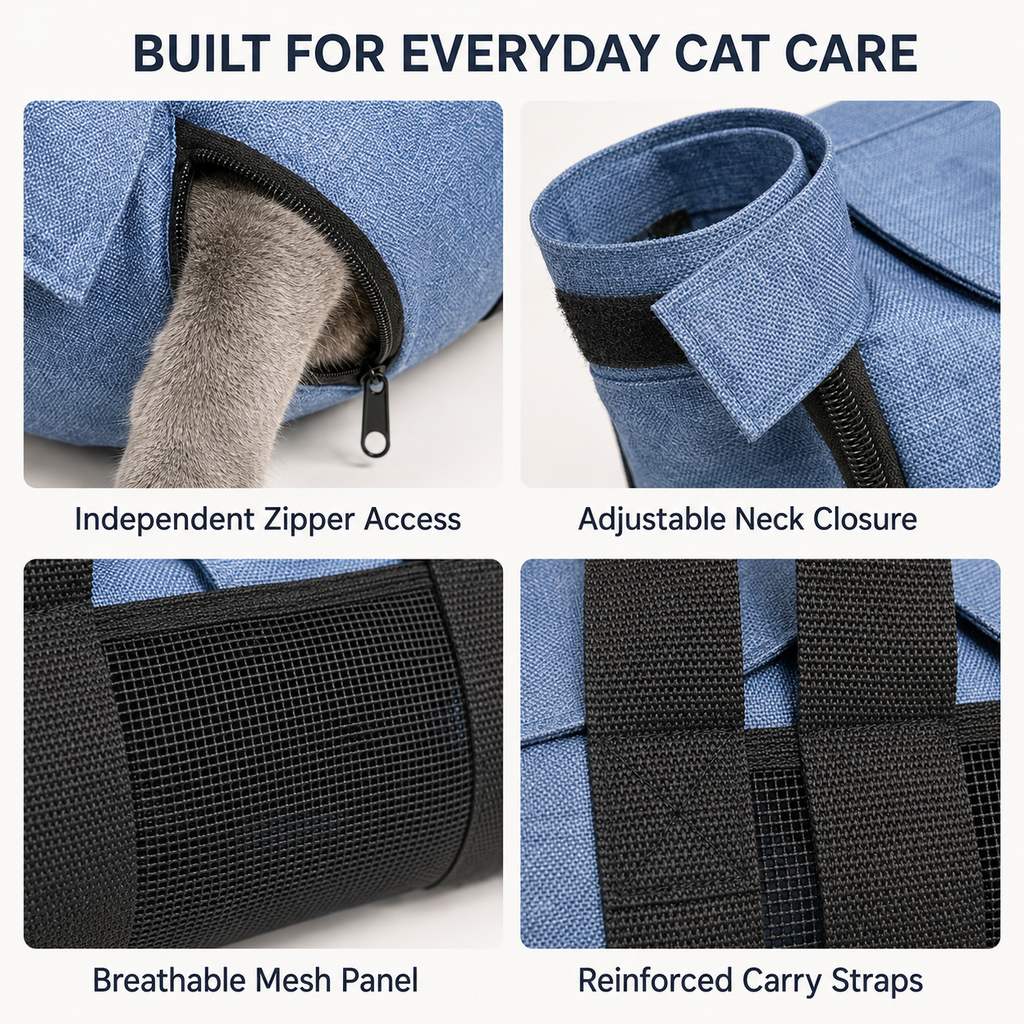 Ortekor Cat Grooming Restraint Bag for Nail Trimming & Ear Cleaning – Easier Control for Wiggly Cats
