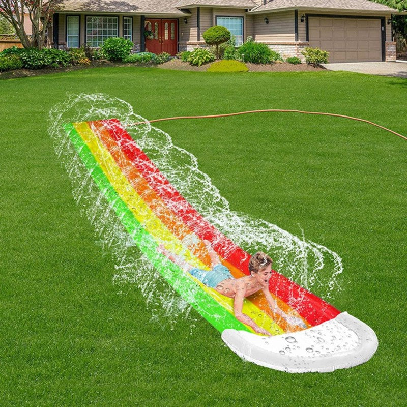 Water Slides for Kids and Adults, Extra Long Slip and Slide with Rainbow Design, Backyard Water Slide for Summer Fun