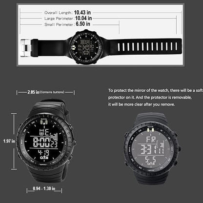 Digital Sports Watch for Men Shock Resistant Waterproof Alarm LED Backlight Tactical Wristwatch for Running Hiking Swimming Outdoor Activiti