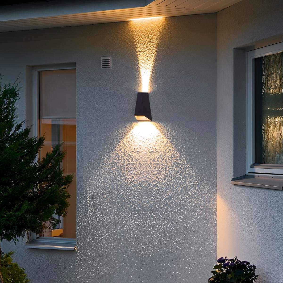 Outdoor LED Sconce Fixture Dual Beam Waterproof Aluminum Housing for Exterior Entryway Porch Patio Garage Modern Architectural Lighting 3.5×