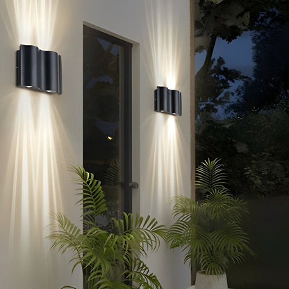 Outdoor LED Wall Light Fixture Aluminum Black Bidirectional Sconce for Entryway Patio Porch Weatherproof Exterior Home Lighting