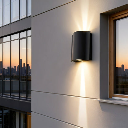 Outdoor LED Wall Light Fixture Aluminum Black Bidirectional Sconce for Entryway Patio Porch Weatherproof Exterior Home Lighting