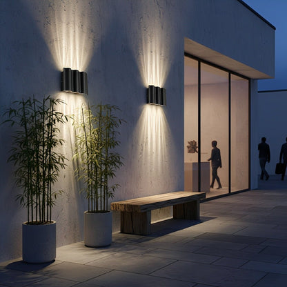 Outdoor LED Wall Light Fixture Aluminum Black Bidirectional Sconce for Entryway Patio Porch Weatherproof Exterior Home Lighting
