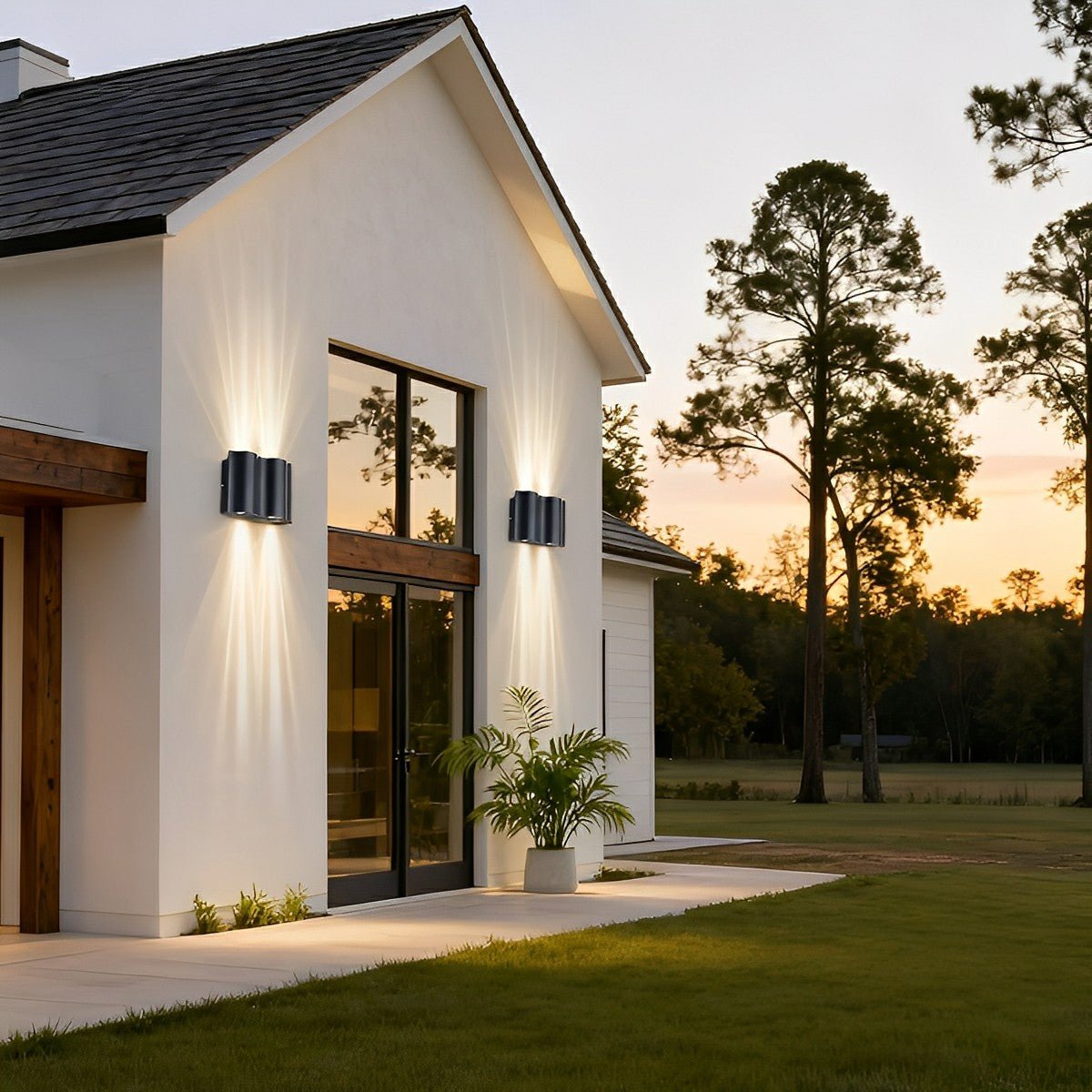 Outdoor LED Wall Light Fixture Aluminum Black Bidirectional Sconce for Entryway Patio Porch Weatherproof Exterior Home Lighting