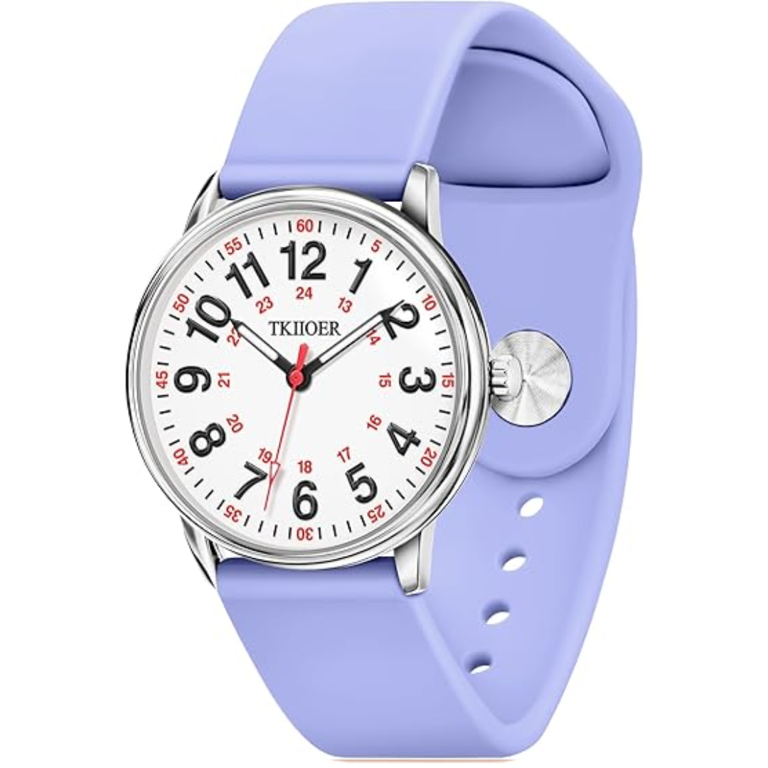 Clip-On Fob Watch for Nurses & Healthcare Workers with Luminous Dial 12/24 Hour Second Hand 164 ft Waterproof for Medical Students CNAs