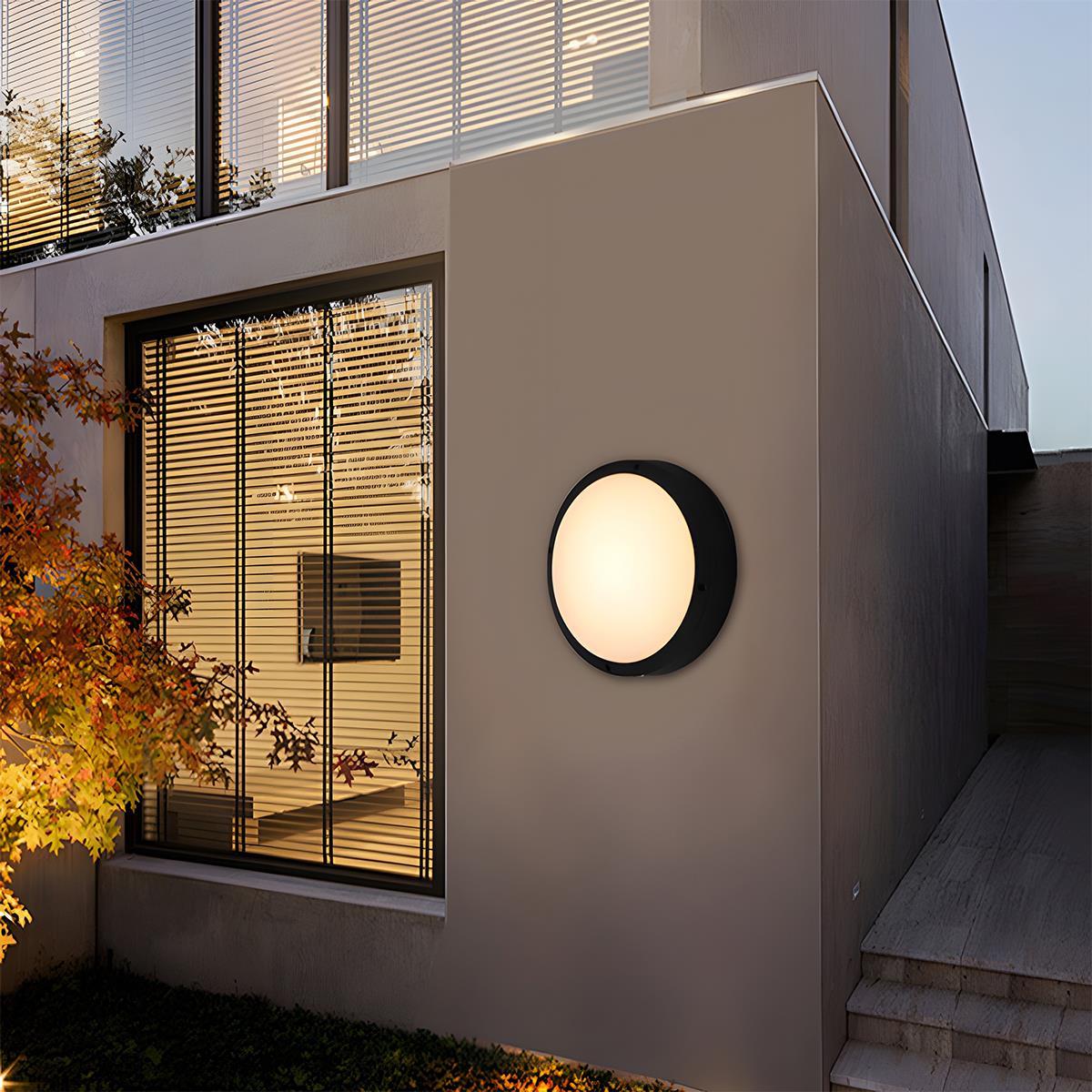 Exterior Sconce LED Weatherproof Aluminum Round 11-Inch 3000K Soft Glow for Entryways Yards Decks Pathways Architectural Accent IP65 Rated M