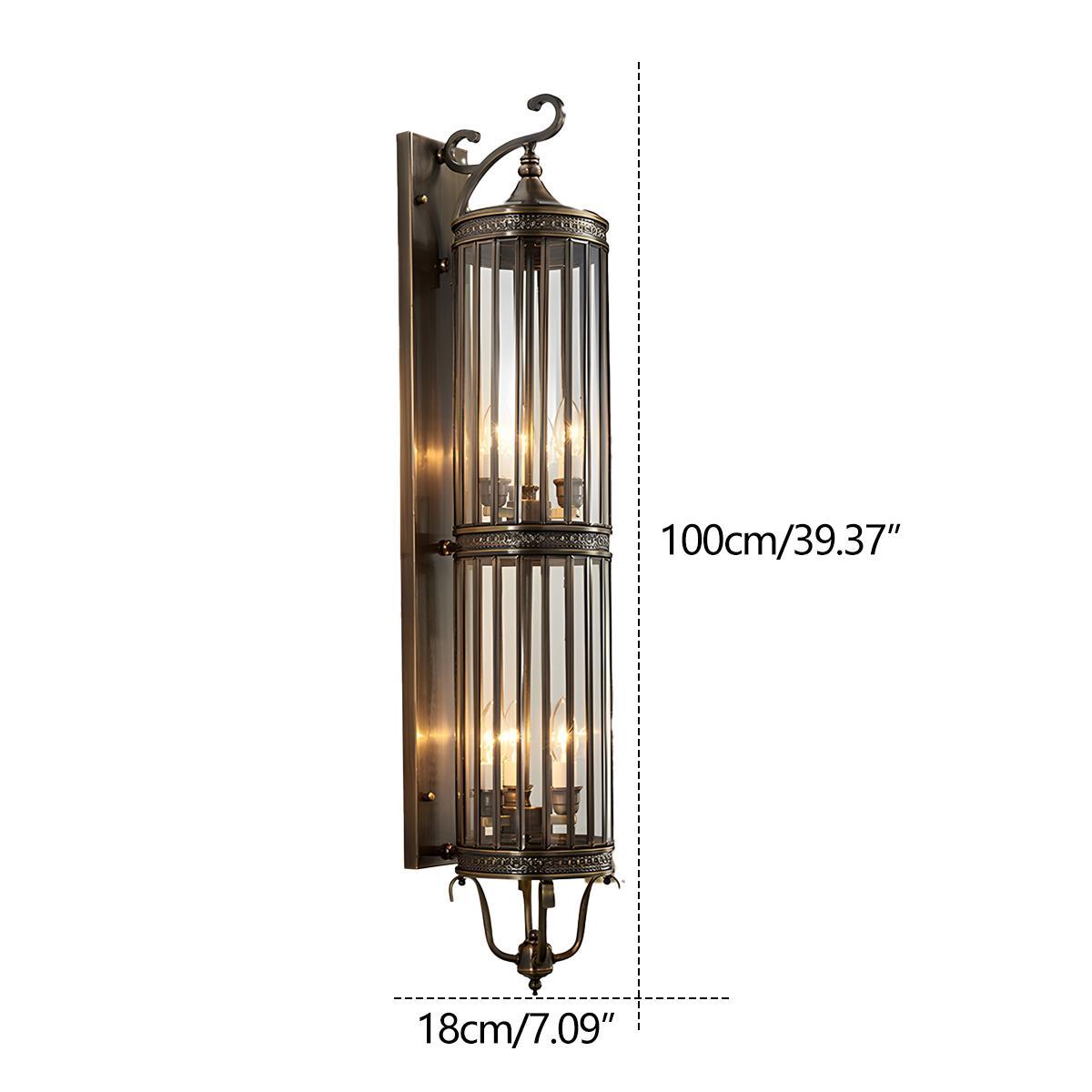Outdoor LED Fixture Metal & Glass 22 in Patio Garden Entryway 3000K Warm Glow Retro Inspired Weatherproof Wall Mounted Exterior Sconce for P