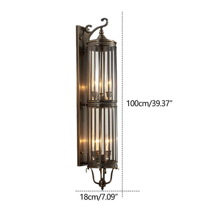 Outdoor LED Fixture Metal & Glass 22 in Patio Garden Entryway 3000K Warm Glow Retro Inspired Weatherproof Wall Mounted Exterior Sconce for P