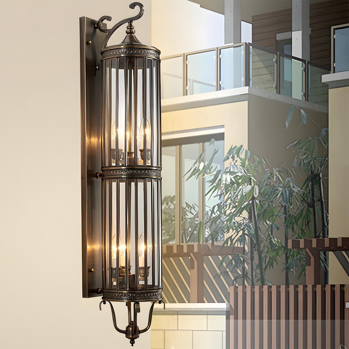 Outdoor LED Fixture Metal & Glass 22 in Patio Garden Entryway 3000K Warm Glow Retro Inspired Weatherproof Wall Mounted Exterior Sconce for P
