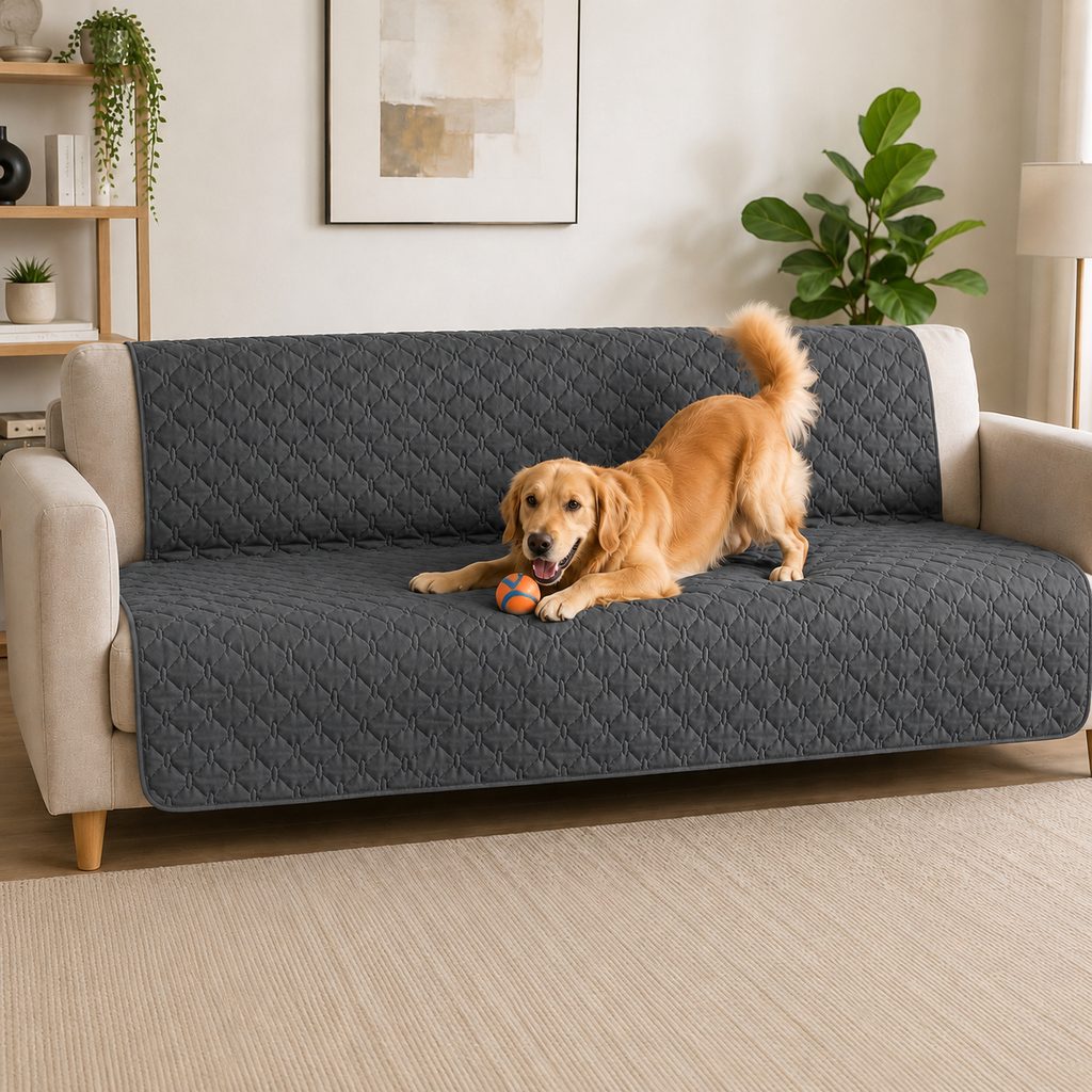 Ortekor Waterproof Pet Sofa Protector Cover for Dogs & Cats - Quilted Furniture Cover for Couch, Bed & Car Seat Protection