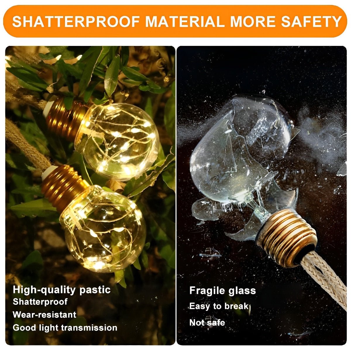 Outdoor Solar LED Edison Bulb Decorative Lights 33 ft Weatherproof Jute Cord for Patio Deck Yard Bistro Canopy Balcony Entertaining Ambient