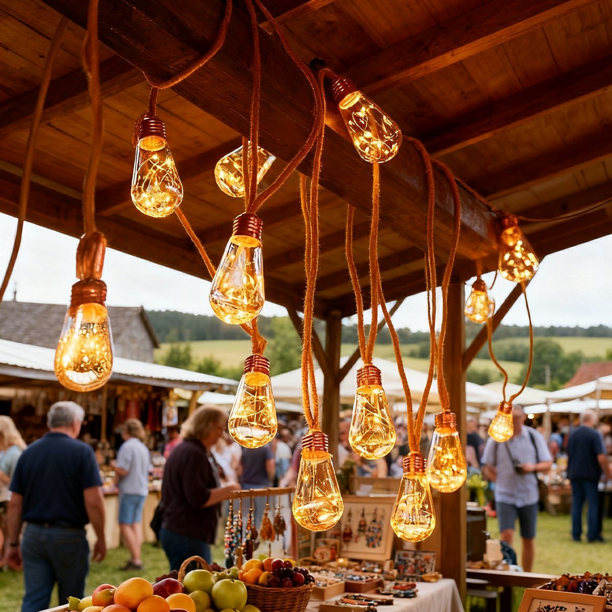 Guirlande lumineuse d'extérieur à énergie solaire, guirlande solaire pour jardin avec corde de chanvre, guirlande lumineuse LED pour terrasse et patio