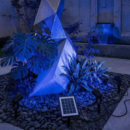 Solar-Powered Outdoor Spotlight Kit 8 ft Cable ABS Housing Adjustable Landscape Accent Light for Yard Pathway Tree Illumination