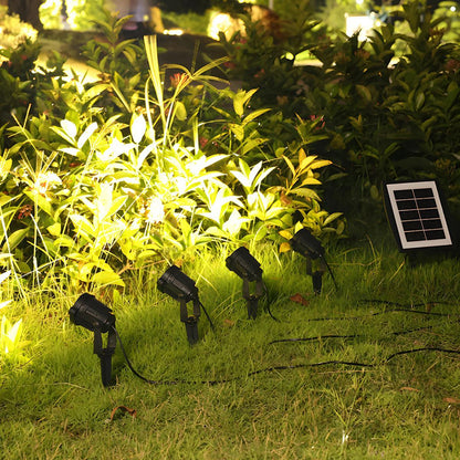 Solar-Powered Outdoor Spotlight Kit 8 ft Cable ABS Housing Adjustable Landscape Accent Light for Yard Pathway Tree Illumination