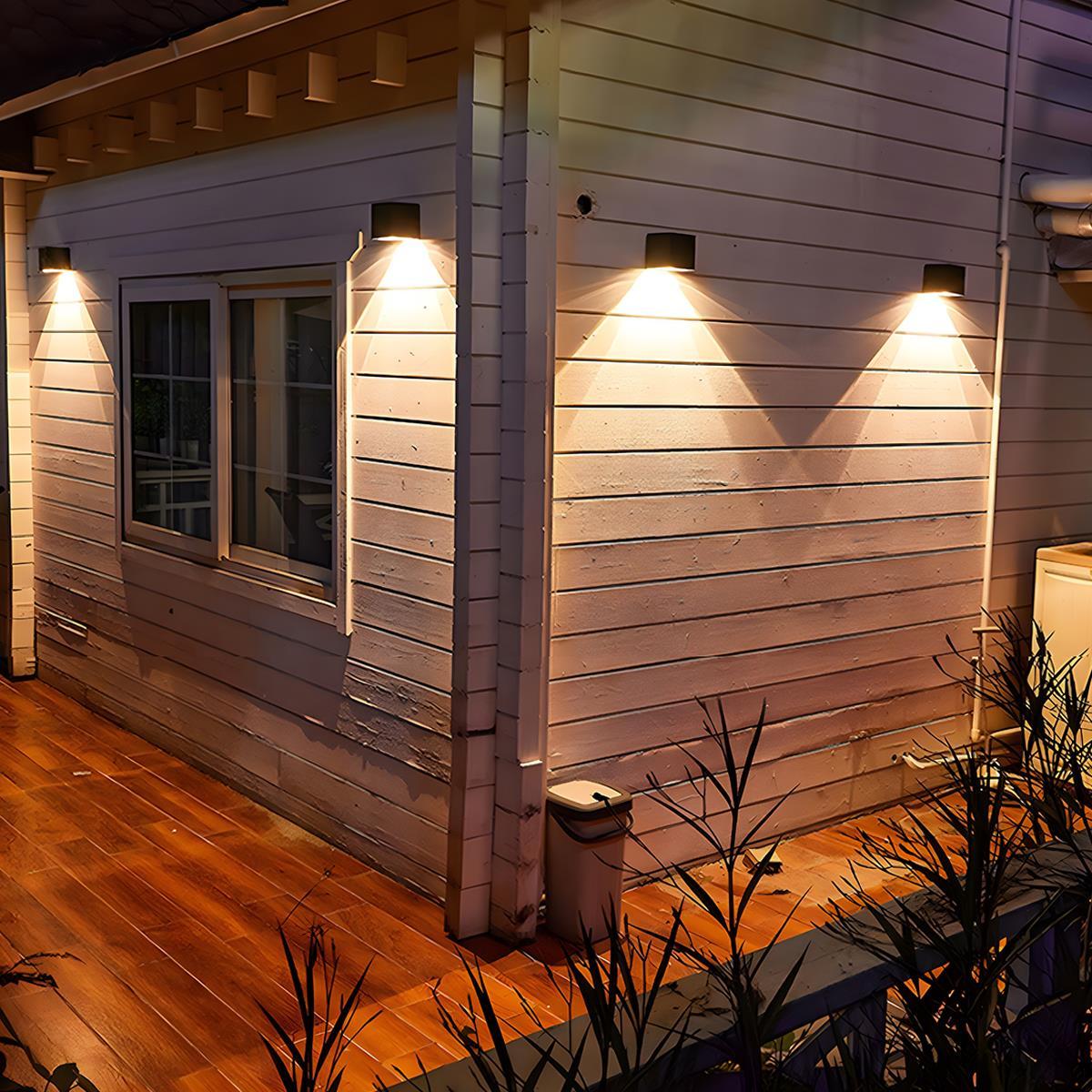 Outdoor Wall Sconce 12W Aluminum Cube Design Black White Up Down Light for Patio Entryway Garden Waterproof IP65
