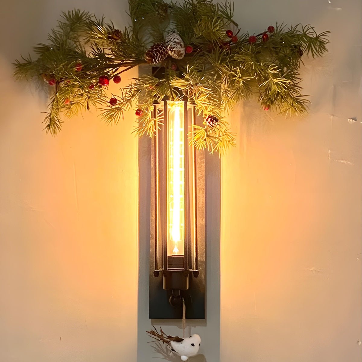 Iron & Glass LED Fixture Vintage Industrial Hardwired Sconce Warm White Light for Hallways Bedrooms Kitchens Bathrooms & Living Spaces