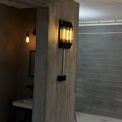 Iron & Glass LED Fixture Vintage Industrial Hardwired Sconce Warm White Light for Hallways Bedrooms Kitchens Bathrooms & Living Spaces
