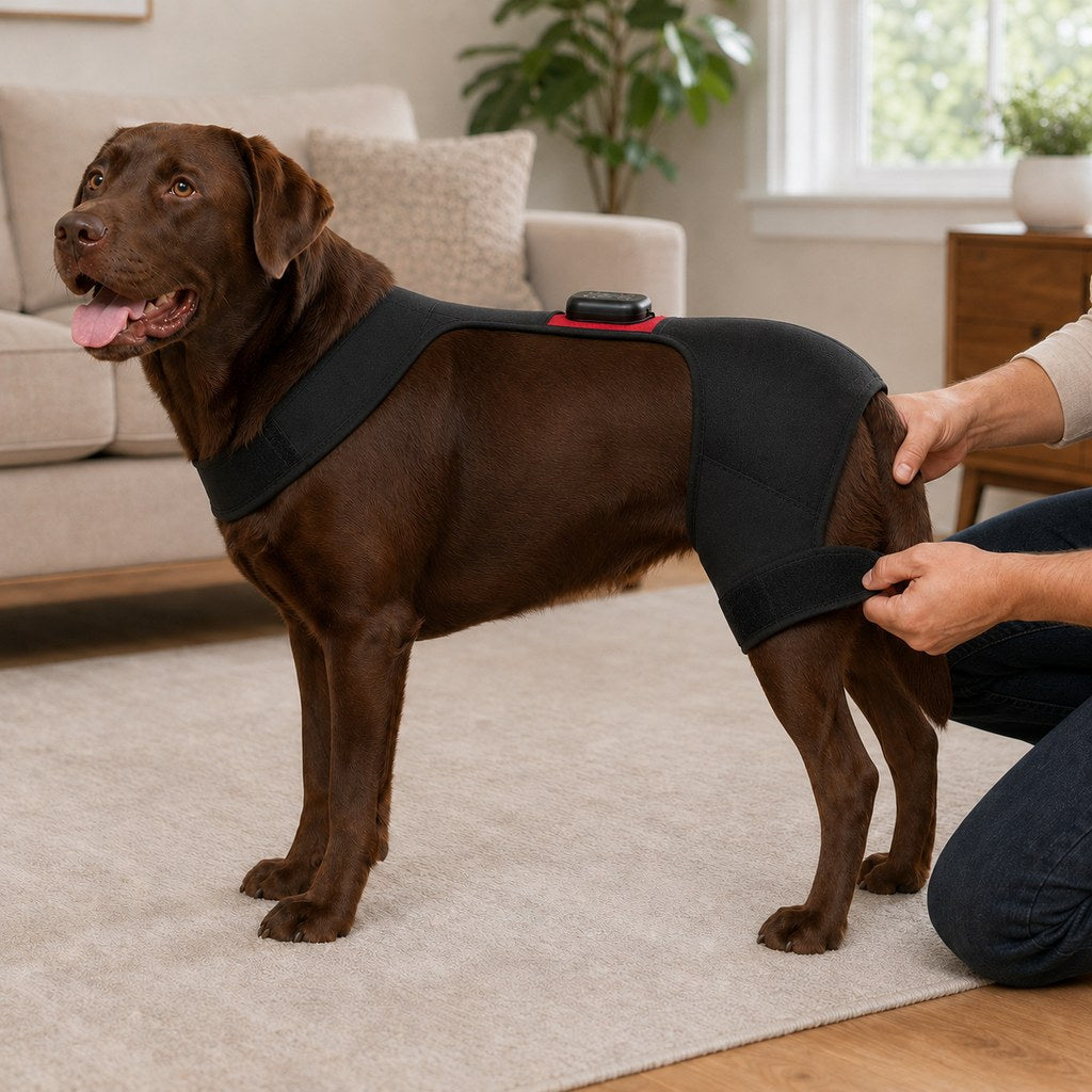 Ortekor Wearable Red & Near-Infrared Hip Wrap for Dogs - Hands-Free At-Home Hip-Area Light Care