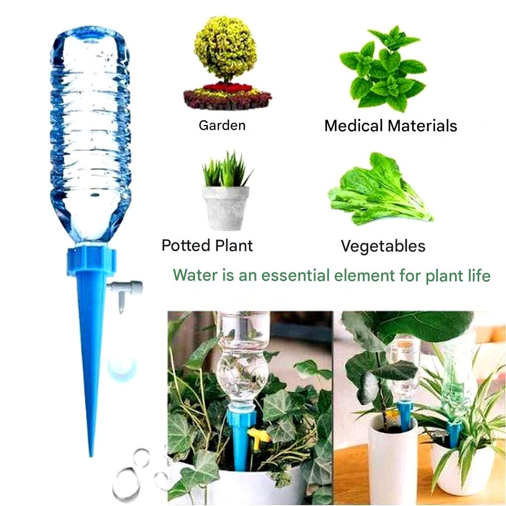 Self-Watering Stakes for Potted Plants – Adjustable Drip Irrigation System with Recycled Bottle Adapter – Set of 12