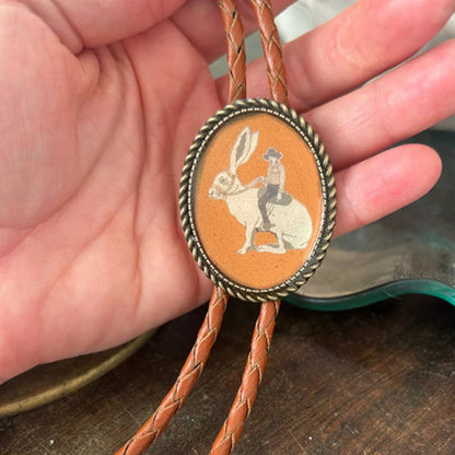 Western Bolo Tie with Frog Banjo Player Slide | Adjustable Leather Cord Neckwear | Resin & Metal Design for Men & Women | Country Music