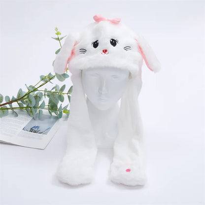 Plush Animal Hat with Squeezable Ears That Move — Soft Costume Cap for Kids & Adults | Cosplay Party Accessory Winter Beanie | Fun Gift
