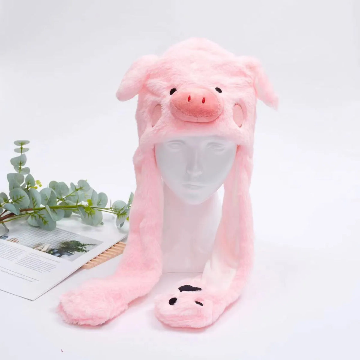 Plush Animal Hat with Squeezable Ears That Move — Soft Costume Cap for Kids & Adults | Cosplay Party Accessory Winter Beanie | Fun Gift