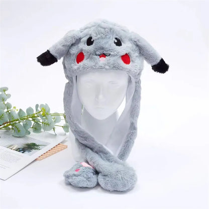 Plush Animal Hat with Squeezable Ears That Move — Soft Costume Cap for Kids & Adults | Cosplay Party Accessory Winter Beanie | Fun Gift