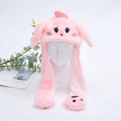 Plush Animal Hat with Squeezable Ears That Move — Soft Costume Cap for Kids & Adults | Cosplay Party Accessory Winter Beanie | Fun Gift