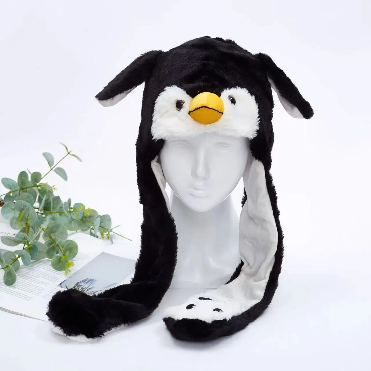 Plush Animal Hat with Squeezable Ears That Move — Soft Costume Cap for Kids & Adults | Cosplay Party Accessory Winter Beanie | Fun Gift