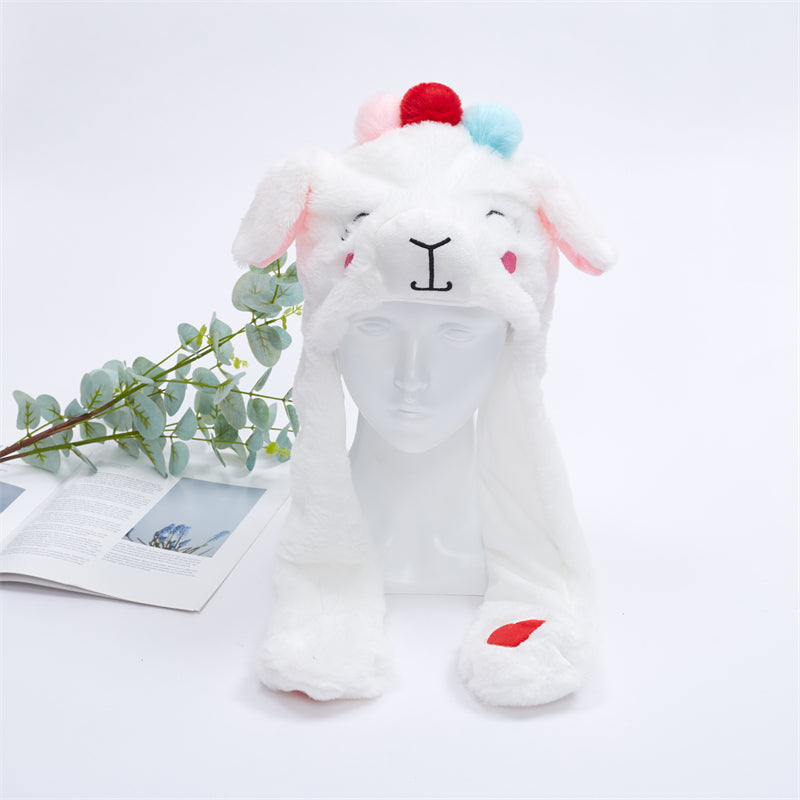 Plush Animal Hat with Squeezable Ears That Move — Soft Costume Cap for Kids & Adults | Cosplay Party Accessory Winter Beanie | Fun Gift