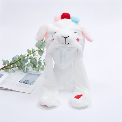 Plush Animal Hat with Squeezable Ears That Move — Soft Costume Cap for Kids & Adults | Cosplay Party Accessory Winter Beanie | Fun Gift