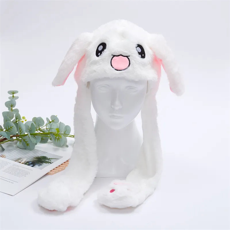 Plush Animal Hat with Squeezable Ears That Move — Soft Costume Cap for Kids & Adults | Cosplay Party Accessory Winter Beanie | Fun Gift
