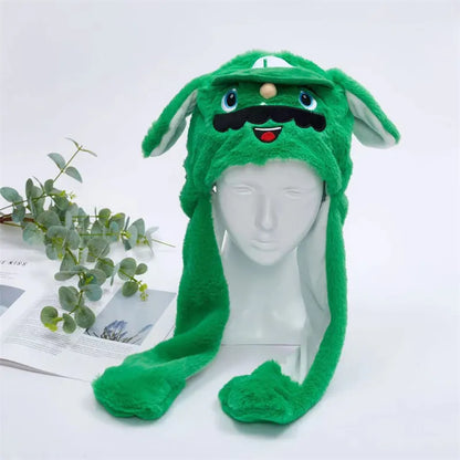 Plush Animal Hat with Squeezable Ears That Move — Soft Costume Cap for Kids & Adults | Cosplay Party Accessory Winter Beanie | Fun Gift