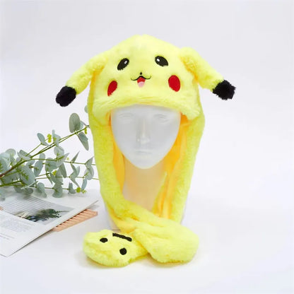 Plush Animal Hat with Squeezable Ears That Move — Soft Costume Cap for Kids & Adults | Cosplay Party Accessory Winter Beanie | Fun Gift