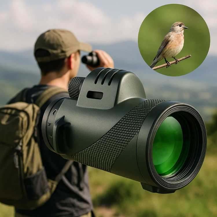 Monoculaire compact avec zoom 600x et objectif HD – Longue-vue légère pour les voyages, la randonnée et l'observation de la faune