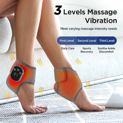 Masseur de cheville à compresse chaude infrarouge avec 5 niveaux de chauffage et vibration réglable pour le soulagement de la douleur