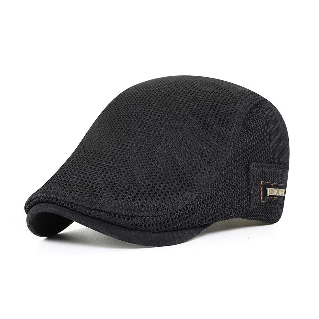 Men's Lightweight Mesh Flat Cap Summer Ivy Hat Adjustable Newsboy Cap for Golf Driving Casual Wear Ventilated