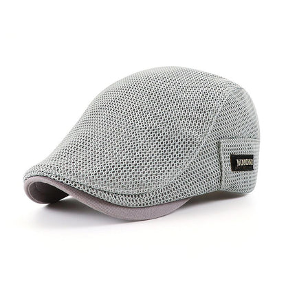 Men's Lightweight Mesh Flat Cap Summer Ivy Hat Adjustable Newsboy Cap for Golf Driving Casual Wear Ventilated